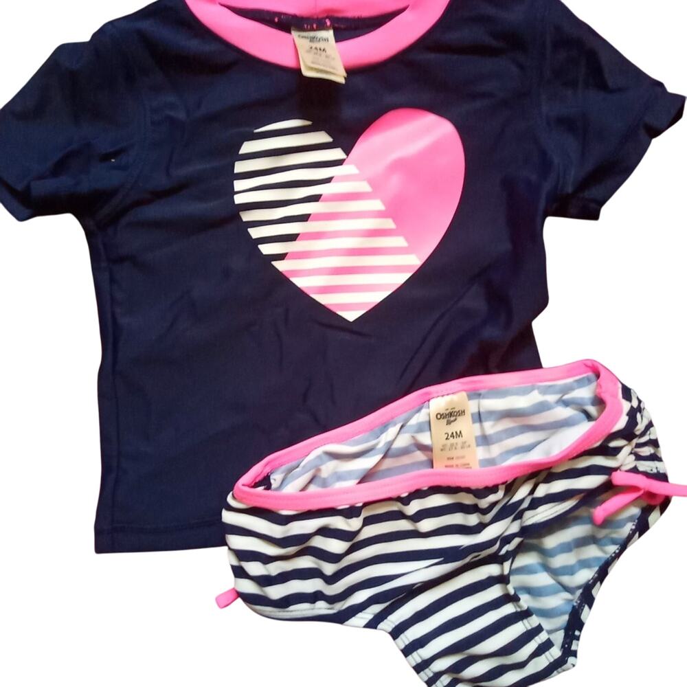 Carter's Toddler 2 piece bathing suit 24 Blue Pink 24 Months EUC
